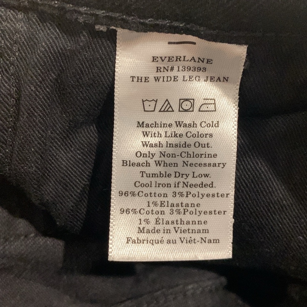 Everlane sz 24 The Button Fly Wide Leg Ankle Black Denim Jeans Higher Rise - Picture 10 of 10